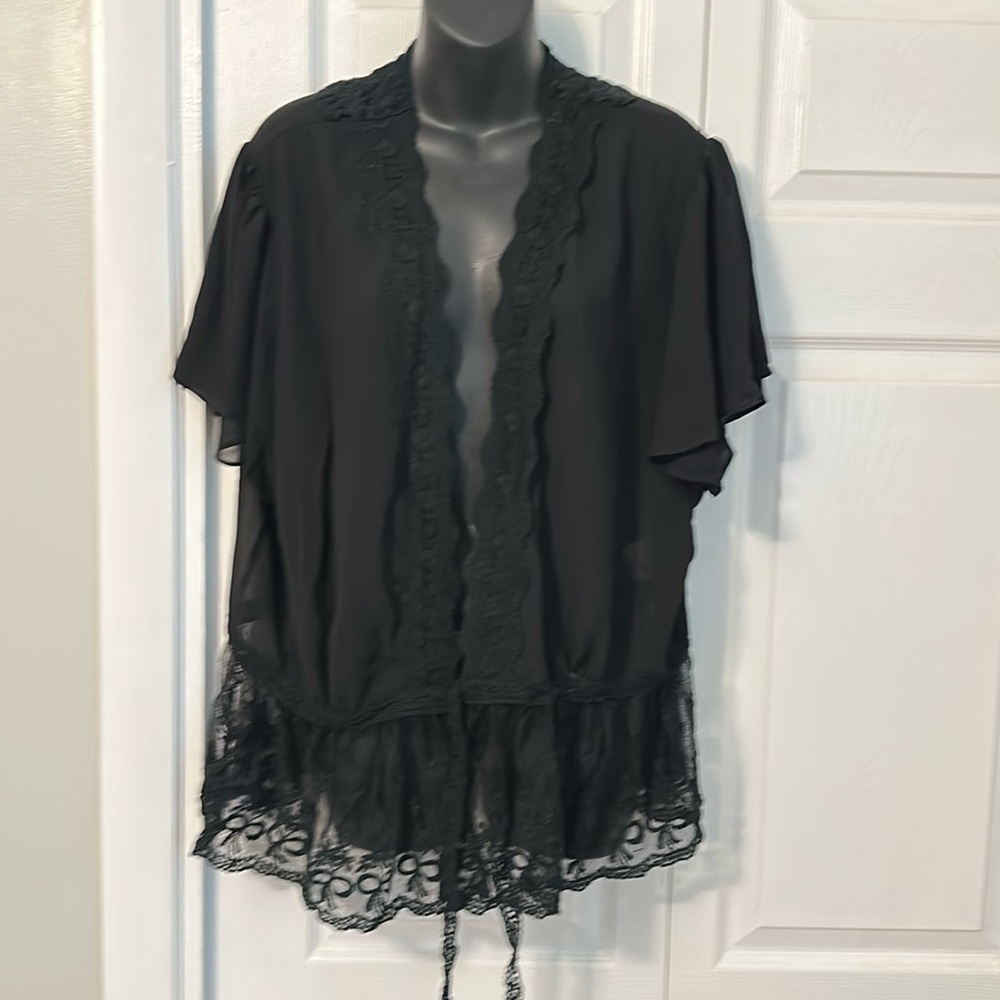 Black Lace Cardigan or Overlay Top | 3X